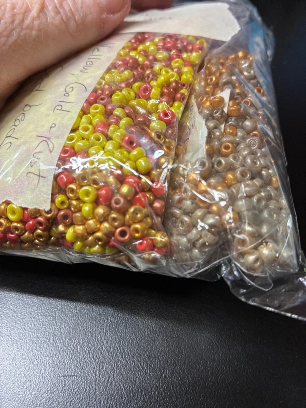 Mixed Glass Seed Beads - White, Black, Blue, Gold, Bronze